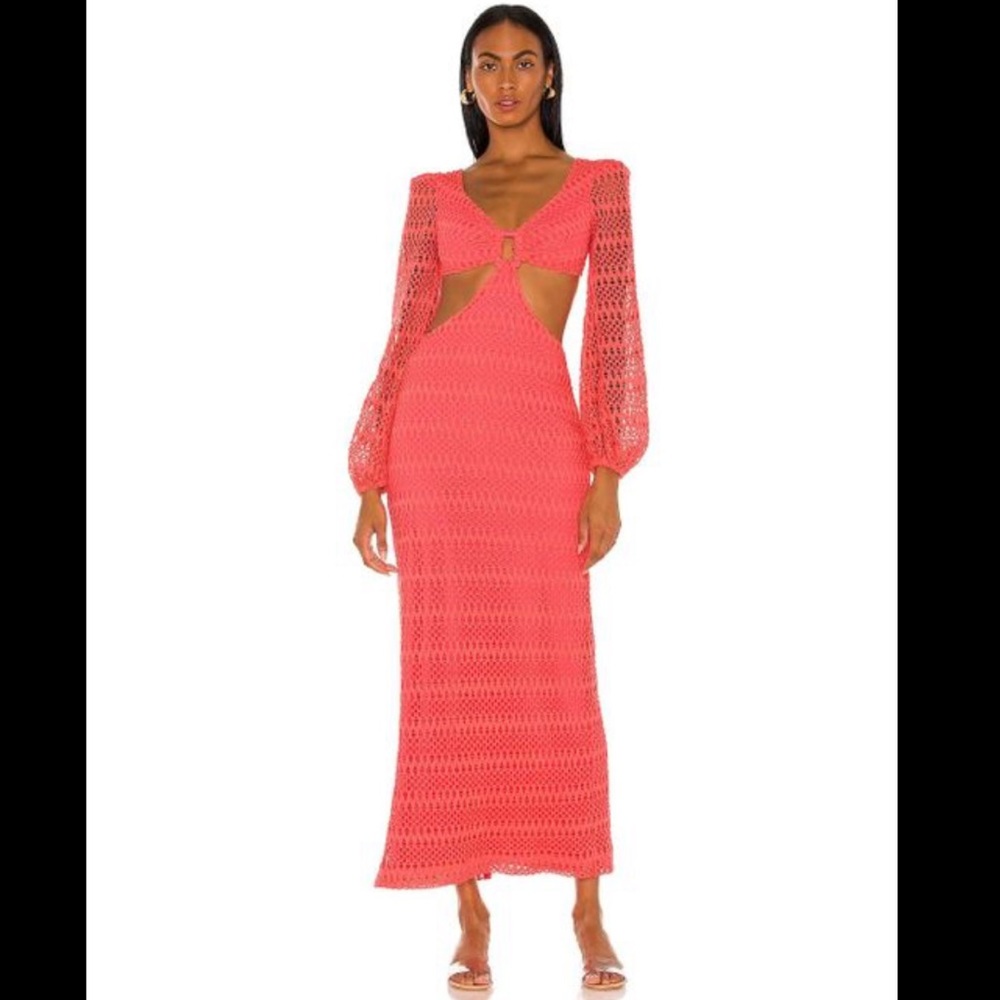 PatBO Coral Crochet Maxi Dress